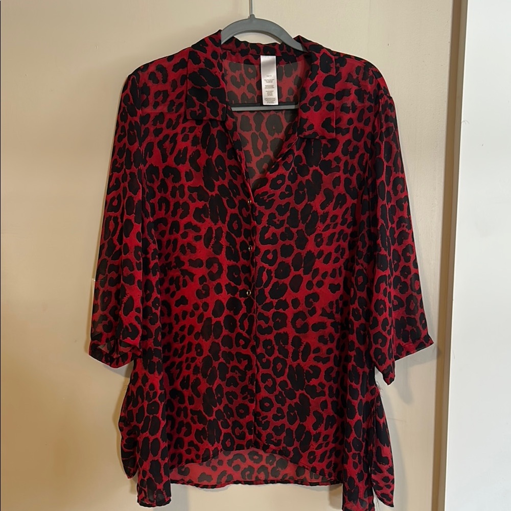 💕Stylish Red Leopard Print Women's Top
